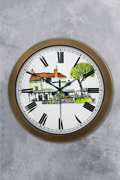 Kasva Concept Gift 36 cm Antique Metal Vintage Home Wall Clock