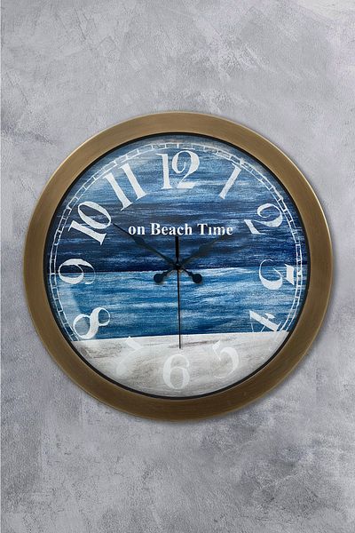 Kasva Concept Gift 36 cm Antique Metal Beach Time Wall Clock