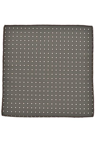 Brianze Мъжка карирана кафява вратовръзка с кърпичка