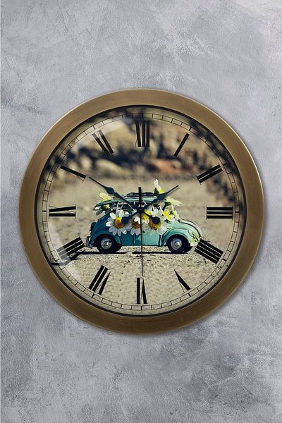 Kasva Concept Gift 36 cm Antique Metal Tosbağa Wall Clock