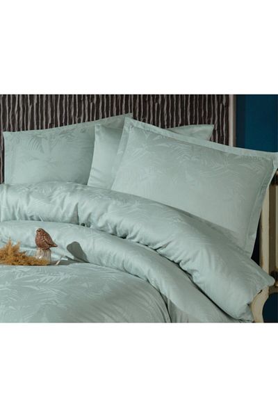 Clasy Σετ Παπλωματοθήκη Jacquard Διπλό Βαμβακερό Σατέν Island V1 Mint