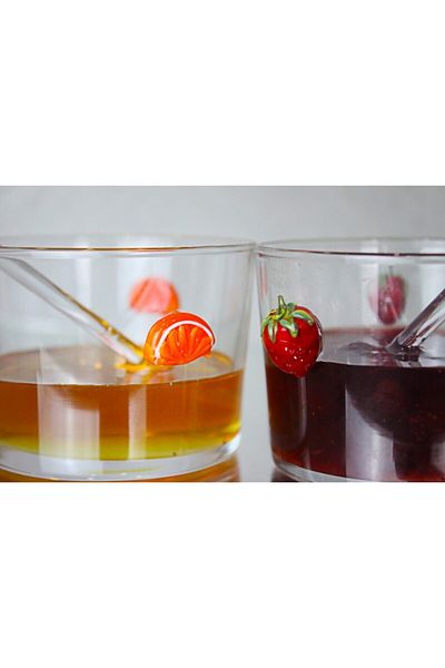 ADAMODART Orange Strawberry Figured Jam Bowl Set of 2