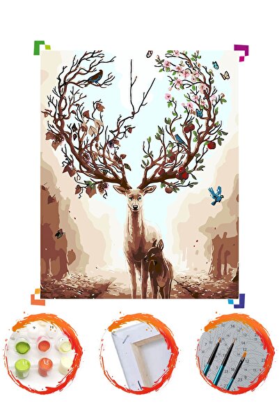 PlusHobby Sb18/dört Mevsim Geyik-sayılarla Boyama Seti 40x50cm Tuval