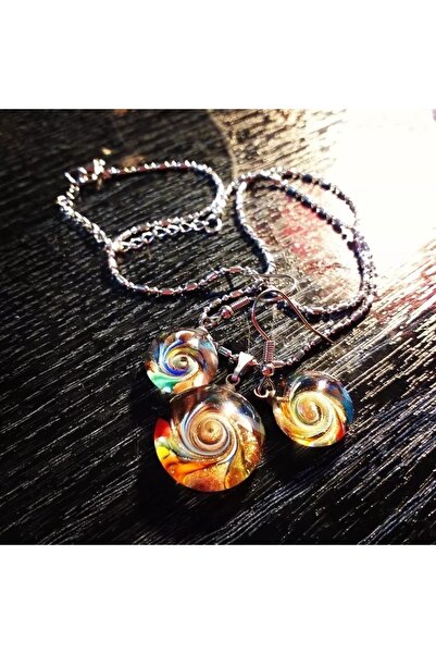 Atölye Şems Murano Cam Küpe Ve Kolye Prime Set