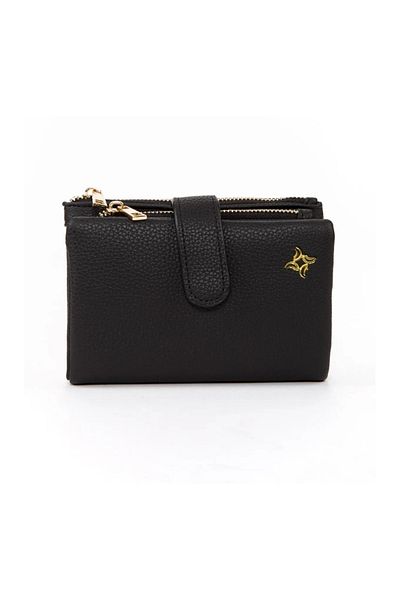 Lebina Women's Black Leather Wallet - Washed