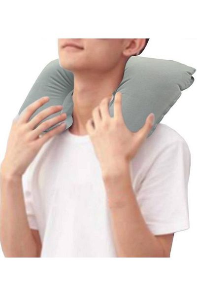 MasterCar Orthopedic Gray Inflatable Foldable Neck Pillow