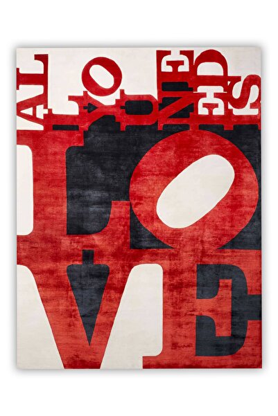 Rugs Modern Halı Mira 1238 All You Need Is Love Red Yazılı Dokuma Taban Halı