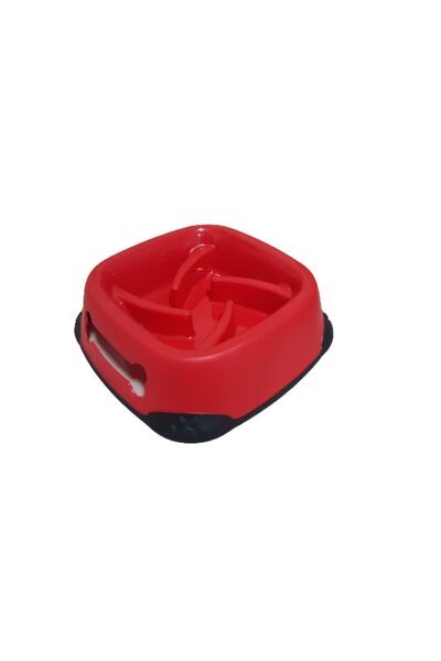 Nunbell وعاء طعام بطيء مقاس 21 × 6 سم باللون الأحمر