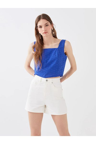 LC Waikiki Γυναικείο τζιν σορτς Lcw Vision Standard Fit ίσια τσέπη με λεπτομέρειες