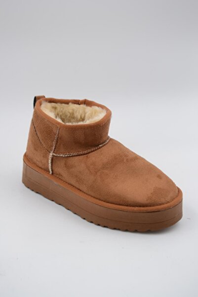 Sister in Love Uggy Eva Mini Taba Süet Içi Tüylü Kalın Taban Kadın Bot