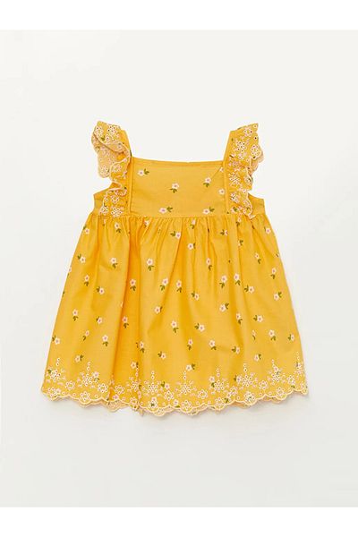 LC Waikiki Lcw Baby Square Collar Patterned Baby Girl Dress
