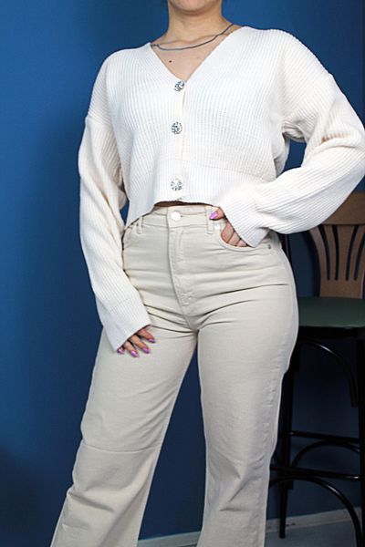 Bisou Cardigan gros de tricotaj pentru femei cu nasturi de piatră