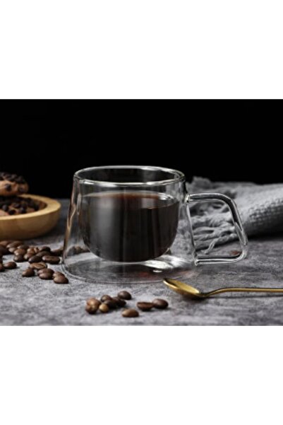 Bardak Shop Dami Home&Kitchen Tasarım Çift Cidarlı Kulplu Fincan 250ml