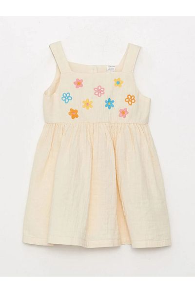 LC Waikiki Lcw Baby Square Collar Embroidered Baby Girl Dress