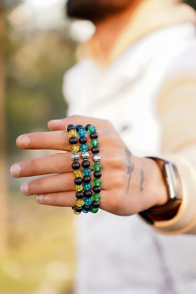 The Collection Set of 3 Colorful Onyx Natural Stone Bracelets