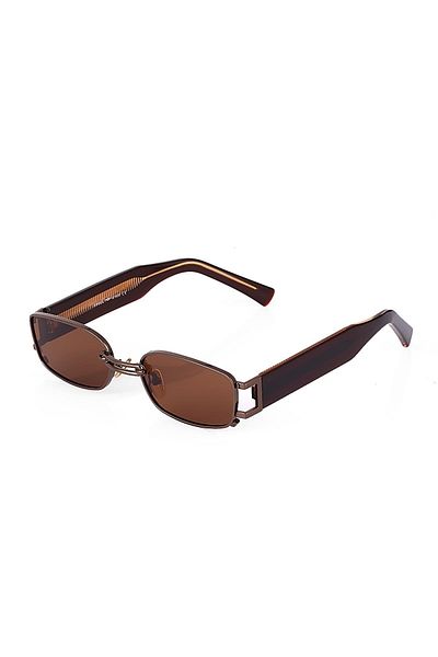 TomyHelf Unisex Sunglasses Retro Rectangle Brown Frame Brown Glass