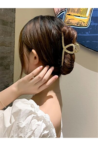 GÜLPEŞE Μεταλλική πόρπη μεγάλου μεγέθους σε χρυσό χρώμα με πέτρες