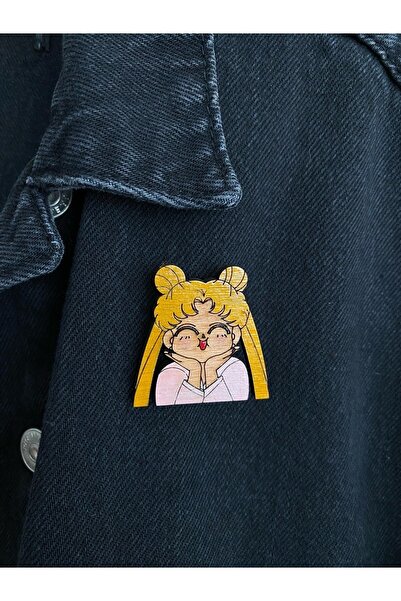 gokmentoy Sailor Moon Ay Savaşçısı Ahşap El Boyaması Broş