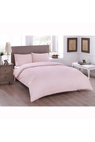 Taç Ranforce Двоспальний комплект постільної білизни Basic Світло-рожевий Emh