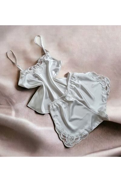 Lasilla White Satin Nightgown Set
