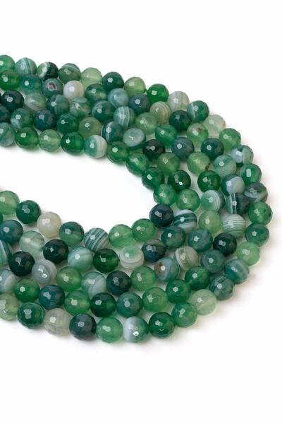 Dünya Doğal Taş 8 мм фасетиран зелен ахат камък масив