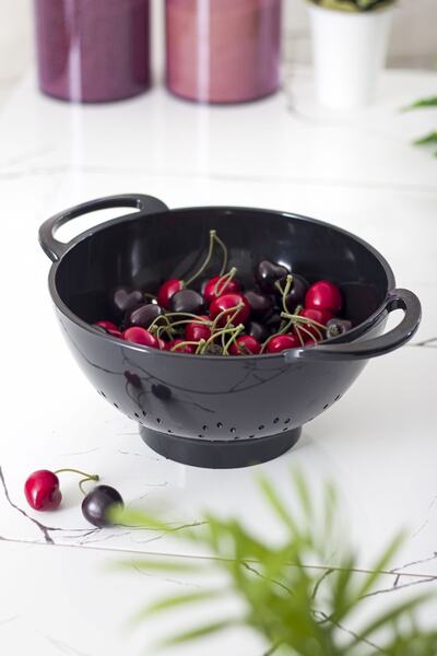 Depa Akrilik Siyah Makarna Süzgeçi & Sebze Meyve Süzgeçi