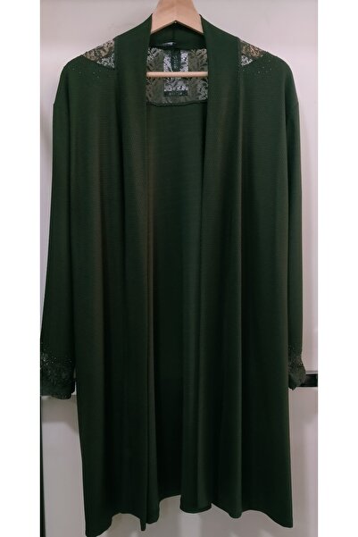 N.Y.YILDIZ Yıldız Kolları Güpürlü Taş Baskılı Yazlık Uzun Büyük Beden Penye C...