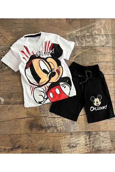 Machetta Detective Mickey Oh, look! Printed Children's T-shirt Shorts Top Bottom Set