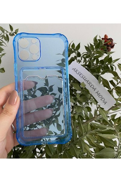 Aksesuarda Moda Iphone 12 Pro Max Compatible Colorful Transparent Case with Card Compartment