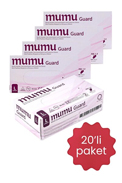 Mumu Pudrasız Mavi Nitril Muayene Eldiveni Large 100x20 Paket