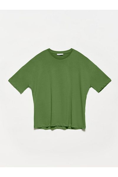 Dilvin Tricou de bază kaki de damă 3683
