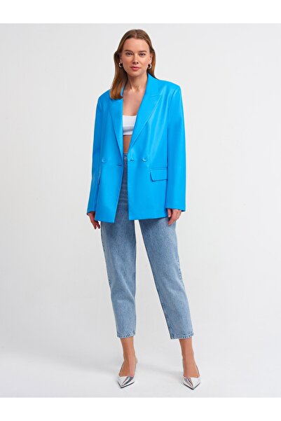 Dilvin 6939 Bunda z umělé kůže-modrá