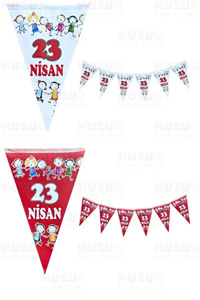 Huzur Party Store 23 Nisan 2'li Flama Seti Kırmızı Beyaz Renkli Üçgen Bayrak ...