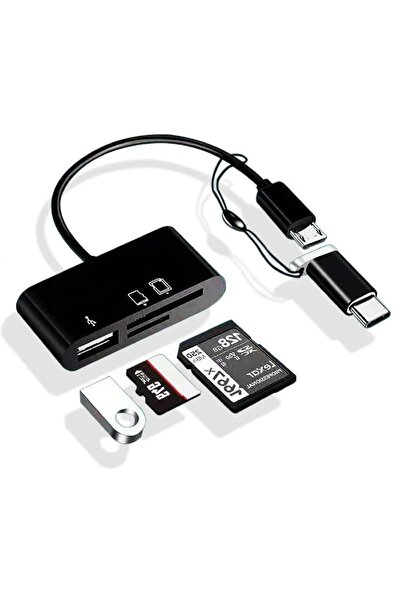 Alfais 5256 Type-c Micro Usb 3in1 Sd Micrsd Kart Okuyucu Otg Çevirici Kablosu