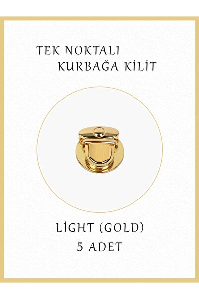Aklar Malzeme Kurbağa Model Tek Noktalı Çanta Kilidi Gold Orta Boy 5 Li Set