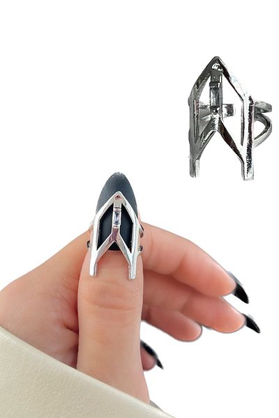 TAKIŞTIR Silver Color Adjustable Nail Ring