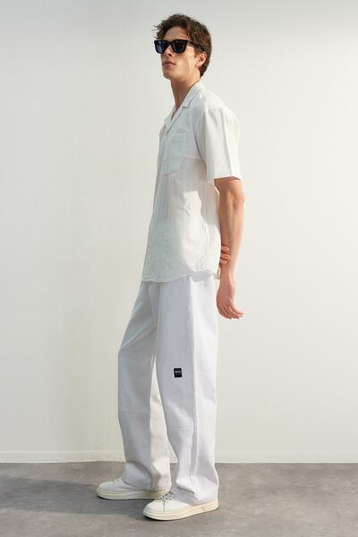 Trendyol Collection Λεπτομερές φαρδύ παντελόνι Premium White Label - Limited Edition TMNSS23PL00038