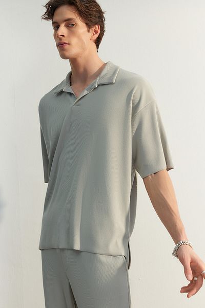Trendyol Collection Polo T-shirt - Gray - Oversize