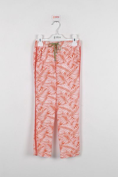 incity Girl's Leaf Patterned Orange Trousers
