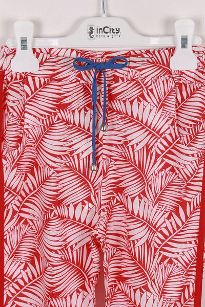 incity Girl's Leaf Patterned Red Pants