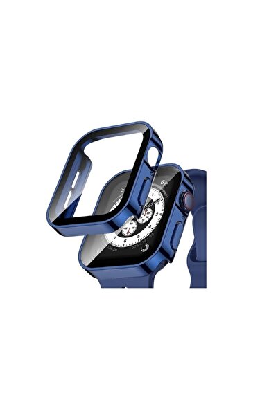 GREGOSS ساعة أبل الفاخرة 41 ملم - أزرق، غير قابلة للتأثير، حافظة حماية 360 در...