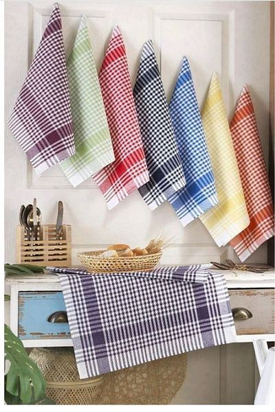 KAMİZ 8 Pieces Gingham Drying Cloth - Kitchen Towels - Hand Towels