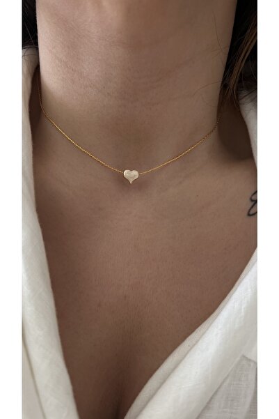 Vi store Altın Kaplama Sedefli Kalp Choker