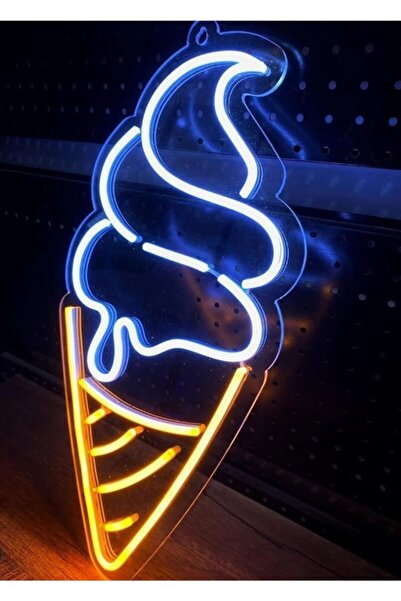 dekoraven Dondurma-külah Neon Led Tabela Dekoratif Aydınlatma (55x25cm)