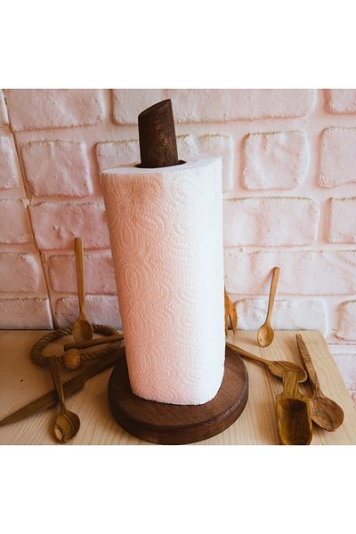 elizi ahşap Walnut Color Wooden Luxury Paper Towel Holder Conical Cut