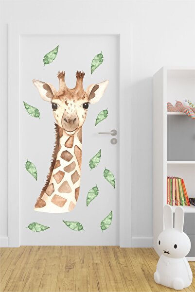 efekt reklam Zürafa Ve Yapraklar Çocuk Bebek Odası Kendinden Yapışkanlı Duvar...