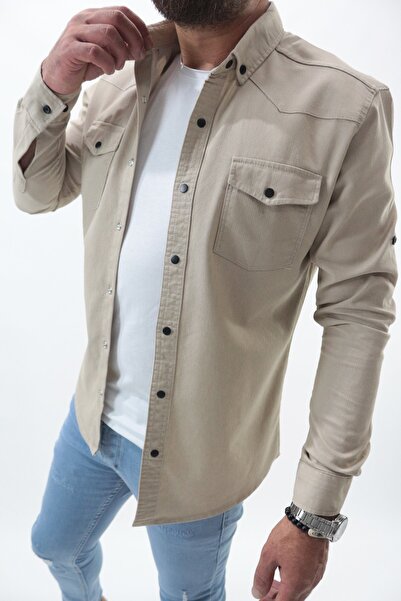 Staff Erkek Slim Fit Kot Gömlek