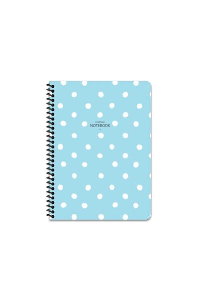 KESKİN COLOR 16x22 Cm Polka Dot Pattern Wire Notebook Unlined Wire White 80-P...