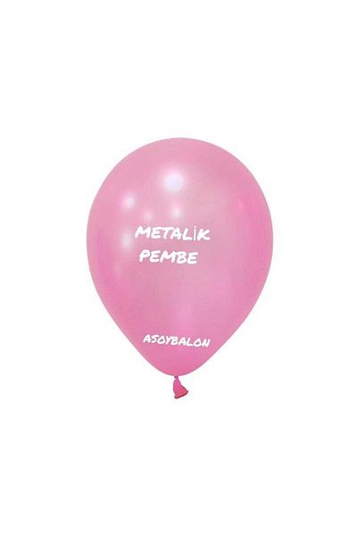asöy Metallic Pink Balloon for Birthday - 10 Pieces, 12 Inch, 30 cm