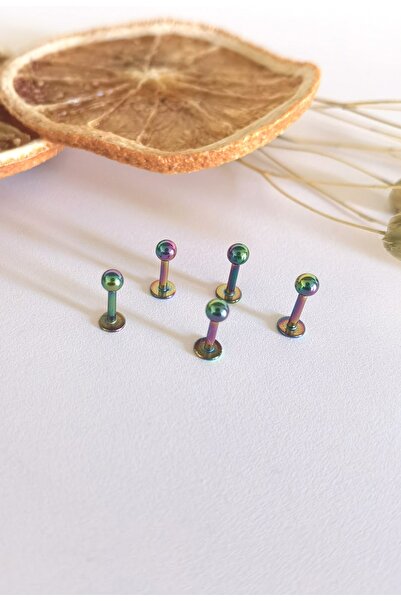 Bylin %100 Cerrahi Çelik Labret Pıercıng Set -kulak&dudak Için - Top Çapı 3mm-5 Adet